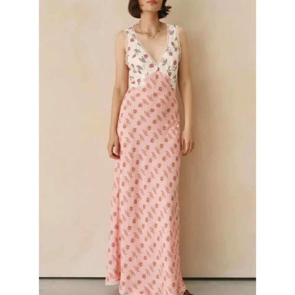 VRG GRL Novella Floral Maxi Dress Pink Small